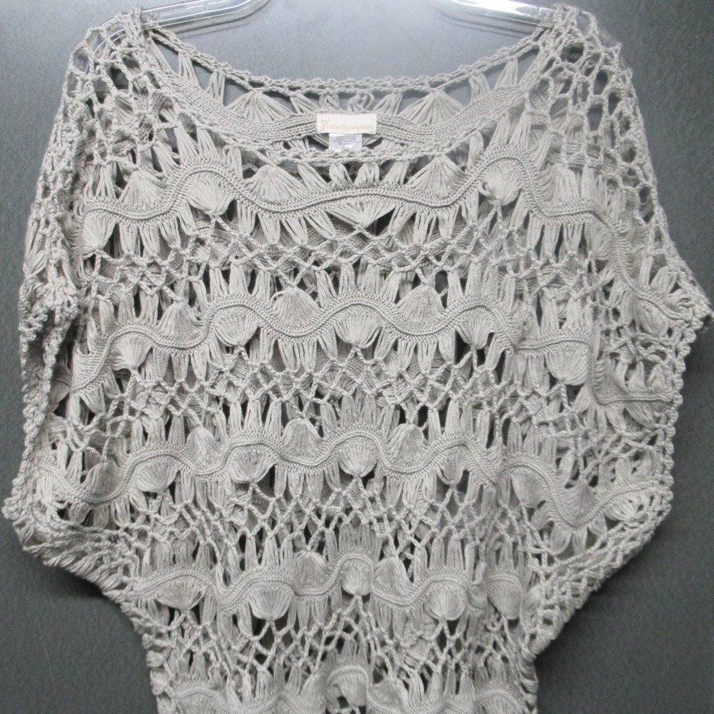 Beige Open Knit Crochet Top One Size